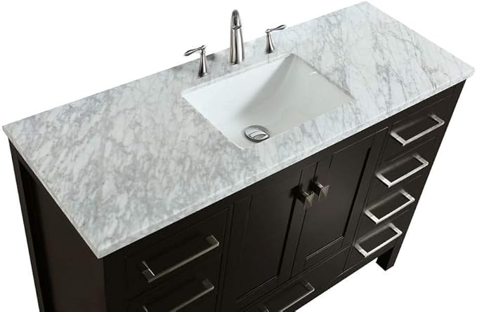 Eviva Aberdeen 42 in. Espresso Single Sink Bath Vanity with Carrara Quartz Top and Undermount Porcelain Sink