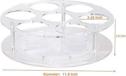 IEEK Large Rotating Coffee Syrup Organizer 7 Bottles Clear Acrylic Coffee Syrup Rack for Countertop Syrup Bottle Holder Stand With Anti Slip Pad for Coffee Bar Station,Turntable Wine Display Tray