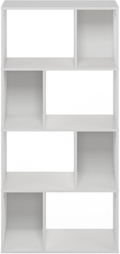 Furinno DALY Book Shelf, 8-Cube Bookshelf, Cube Storage Organizer Bookcase with Irregular Compartments, 11.7 x 23.6 x 49, for Living Room, Bedroom, Home Office, White
