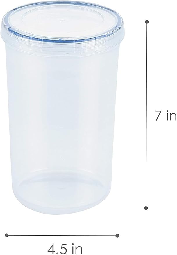 LOCK & LOCK Easy Essentials Twist Food Storage lids/Airtight containers, BPA Free, Tall-44 oz-for Pasta, Clear (Pack of 4)