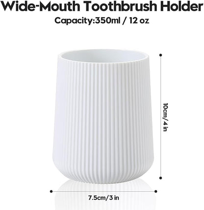 YAUKPH White Striped Toothbrush Holder for Electric Toothbrushes Bathroom Organizer Cup for Toothpaste Kids & Adults