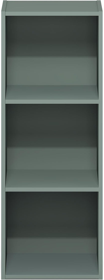 Furinno LUDER Book Shelf, 3-Cube Bookshelf, Bookcase, 9.3" x 12" x 31.5", for Living Room, Bedroom, Home Office, Sage Green