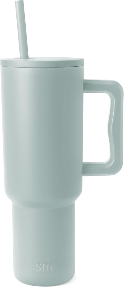 Simple Modern 40 oz Trek Tumbler with Handle and Straw Lid | Cup Holder Friendly Insulated Stainless Steel Travel Mug | Sea Glass Sage