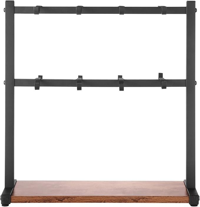 VEVOR Coffee Mug Holder for Countertop, 16 Hooks Coffee Cup Holder with Storage Base, 2 Tier Mugs Tree Rack Carbon Steel & Wood Mug Display Stand, for Coffee Bar Home Storage and Display