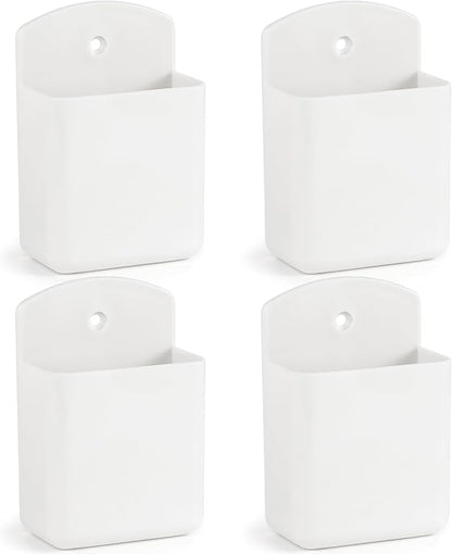4 Pcs Remote Control Holde Wall Mount, TV Controller Holder, Self Adhesive Remote Holder, Wall Pen Holder Storage Accessories for Home Office School (White)