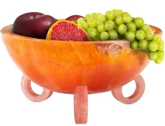 Folkulture Fruit Bowl for Kitchen Counter, 9" Resin Decorative Bowl for Fall Table Decor, Fall Centerpieces for Table, Fruit Basket for Fall Decor or Coffee Table Décor, Kitchen Counter Décor