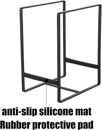3Pcs Plate Holder Organizer - 2 Sizes Metal Upright Dish Rack for Kitchen Countertop/Cupboard | Portable Storage for Plates, Pots, Pans, Lids | Black Rustproof Counter Dish Organizer
