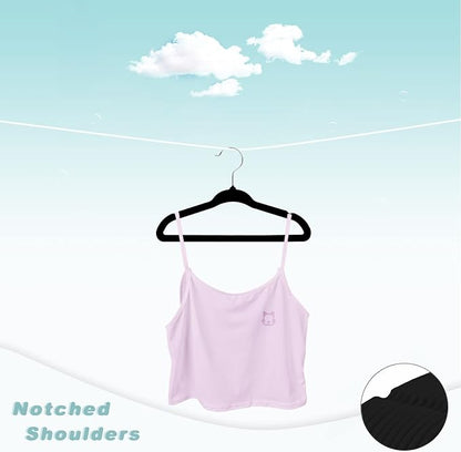 BAGAIL 50 Pack Kids Velvet Hangers 11 Inches Children's Clothes Hangers Non-Slip Baby Hangers for Infant/Toddler (Black)