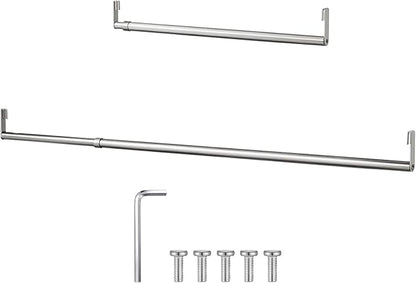 Threehoney Expandable Closet Rod for Wire Shelf Hanging Clothes Adjustable Heavy Duty Closet Hanging Rod Extender Heavy Duty Hanger Bar Metal Poles for Wardrobes Hanger, 1 Pack(36-60 Inch,Silver)