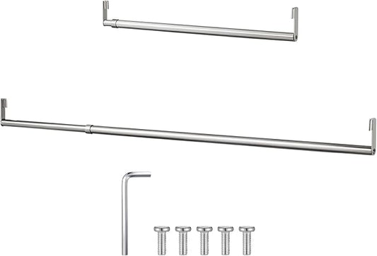 Threehoney Expandable Closet Rod for Wire Shelf Hanging Clothes Adjustable Heavy Duty Closet Hanging Rod Extender Heavy Duty Hanger Bar Metal Poles for Wardrobes Hanger, 1 Pack(36-60 Inch,Silver)