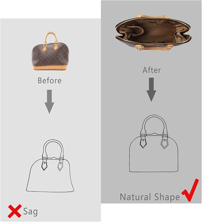 ZTUJO Purse Organizer Insert For Handbags, Silk Purse Organizer with Zipper, Silky Smooth, Bag Organizer For Speedy Neverfull Tote,onthego,Artsy, 6 Sizes(Medium, Silky Brown)