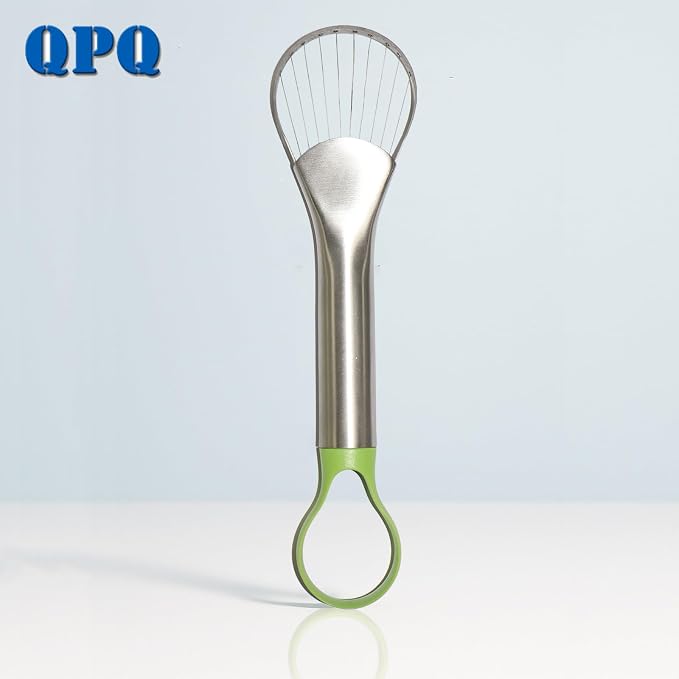 QPQ 2-in-1 Avocado Slicer & Pitter, Stainless Steel Kitchen Tool with Wire End for Scooping, Loop End for Pit Removal, Dishwasher Safe，Stainless Steel Avocado Slicer