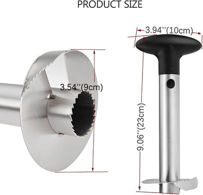 Pineapple Corer Stainless Steel Pineapple Corer Slicer Manual Pineapple Core Remover Cutter with Serrated Tips Black
