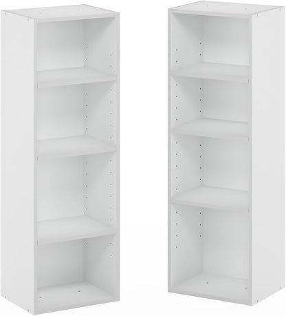 Furinno PASIR Book Shelf, 8-Tier Bookshelf, Bookcase with Open Shelf, 9.3 x 11.8 x 70.9, for Living Room, Bedroom, Home Office, White