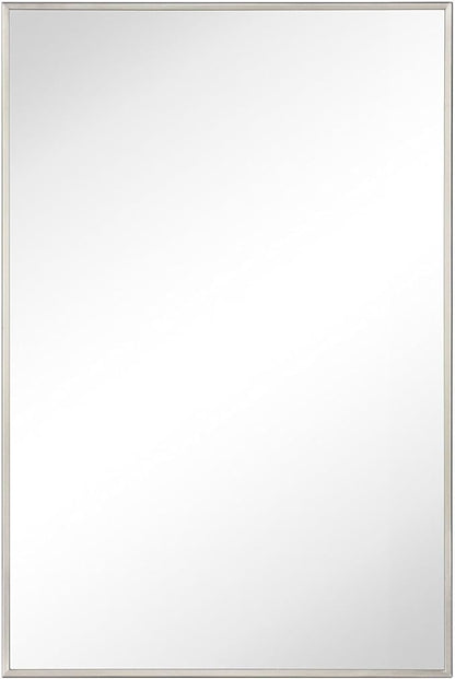 TEHOME 20'' x 30'' Brushed Nickel Recessed and Surface Mount Bathroom Medicine Cabinet with Mirror Square Cornered Metal Framed Rounded Rectangle Medicine Cabinet Mirror