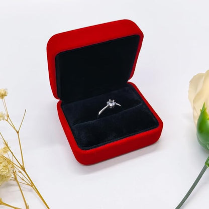 GBYAN 2 Pieces Velvet Ring Box, Jewelry Display Gift Box, Ring Case for Proposal,Engagement, Wedding,Red