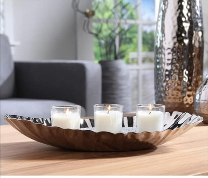 Hosley Elegance Redefined Silver Finish Decor Tray Bowl, 13.6 Inches Long Versatile and Chic Centerpiece for Serving, Floral Arrangements, and Stylish Home Decor