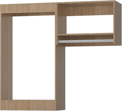 Modular Closet Organizer, 64" Wide Hanging System, Wood Tower Storage for Walk In & Bedroom Closets, Wall Mounted Wardrobe Organizer