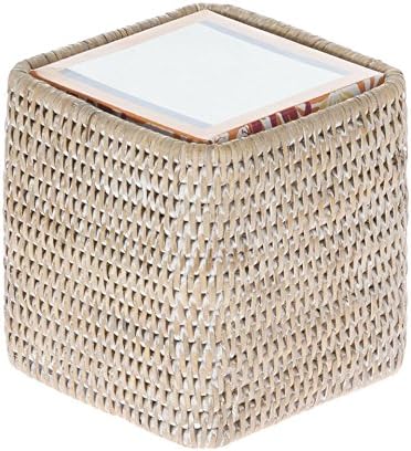 KOUBOO Tissue Box Cover–Home Decor Tissue Holder for Bathroom, Bedroom, Office Desk, Living Room–Facial Tissues, Wicker Tissue Box, Cube Boxes, White Wash