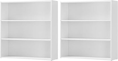 VASAGLE Set of 2 Bookshelves, 31.5 Inches Wide, 3-Tier Open Bookcases with Adjustable Storage Shelves, Floor Standing Units, Cloud White ULBC173T14-2
