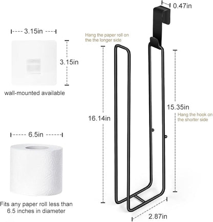 Black Over The Tank Toilet Paper Holder for 4 Roll Tissue,Bathroom Toilet Paper Roll Storage Holder Wall Mount Brushed Nickel,Metal Hanging Toilet Paper Holder Dispenser,Organizer 2pcs