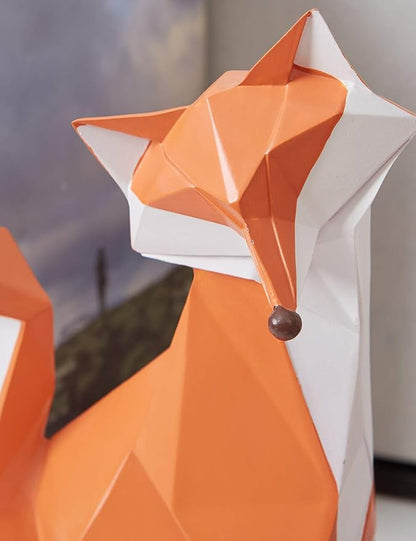 HAUCOZE Fox Statue Figurine Modern Animal Sculpture Home Decor Geometric Art Gift for Shelf Desk Living Room 4.0 Inch