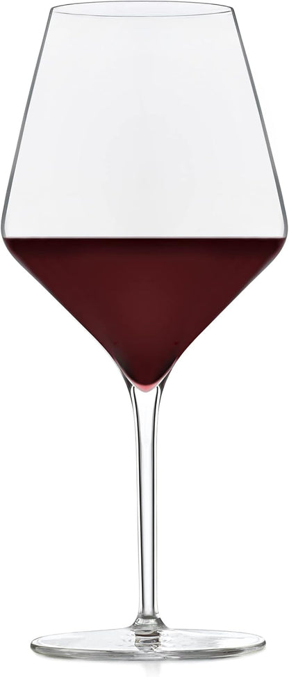 Libbey Signature Greenwich Wine Glass Gift Set, 24 Oz Angular Red Wine Glasses Set of 4 with Pulled Stem, Stemware Glasses for Cocktails, and More
