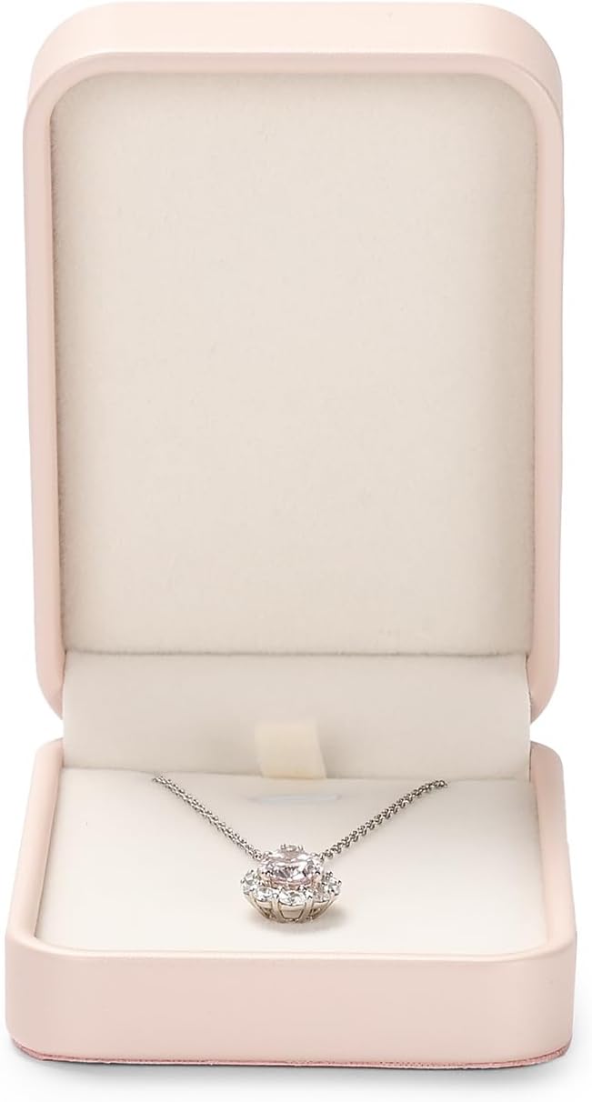 Oirlv Luxury Leather Necklace Pendant Gift Box Jewelry Box Small Jewelry Storage Display Case for Christmas Wedding Engagement Birthday (Pink)