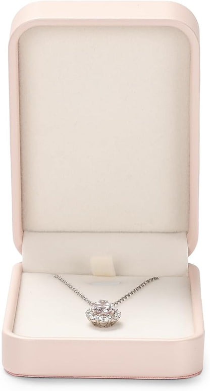 Oirlv Luxury Leather Necklace Pendant Gift Box Jewelry Box Small Jewelry Storage Display Case for Christmas Wedding Engagement Birthday (Pink)