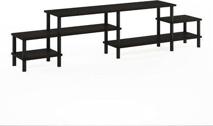 Furinno BESI TV Stand, No Tools Assembly Industrial Style Entertainment Center, TV Console for TV up to 46 Inch, for Living Room, Bedroom, Dark Oak