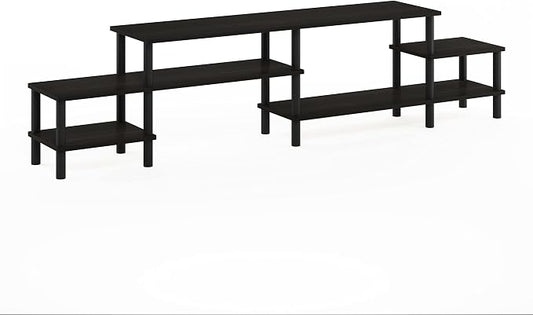 Furinno BESI TV Stand, No Tools Assembly Industrial Style Entertainment Center, TV Console for TV up to 46 Inch, for Living Room, Bedroom, Dark Oak