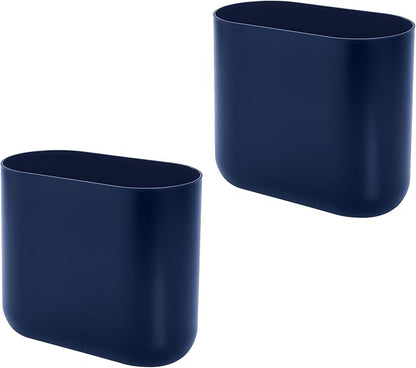 iDesign Small Slim Plastic Bathroom Trash Can, Garbage Can for Bedroom, Office, Desk, Dorm, 2-Pack, Navy Blue