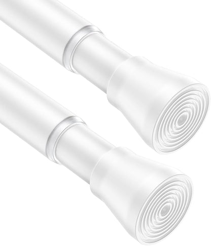AIZESI Spring Tension Rods Adjustable Tension Curtain Rod Small Tension Rod No Drilling Expandable Spring Loaded Curtain Tension Rod?White,45" to 77"-2Pcs)