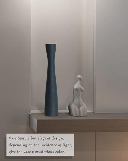 16.5 Inch Tall Skinny Ceramic Flower Vase, Dark Gray, 100% Handmade, Excellent Quality, Ideal for Home Decoration, Wedding, Birthday, Event, Centerpiece, Table, Floor Vase