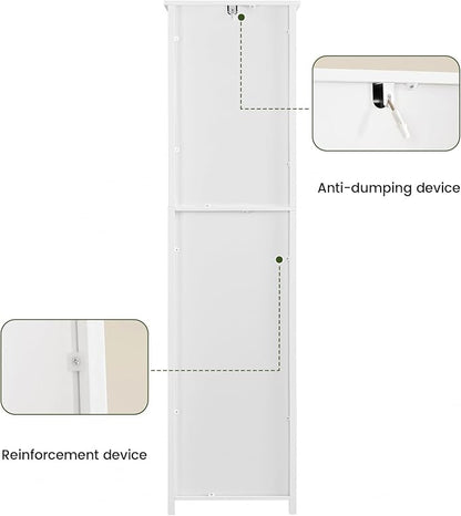 Iwell Tall Bathroom Cabinet, Slim Narrow Bathroom Storage Cabinet with Adjustable Shelves, Storage Cabinets with 1 Drawer, for Bathroom, Living Room, Entryway, Kitchen, White