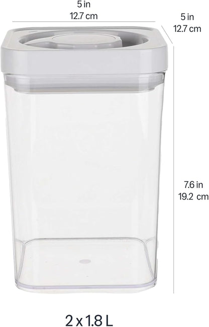 Amazon Basics Airtight Food Storage Containers, BPA Free, with Twist/Turn Lids, for Kitchen Pantry Organization, 10-Piece Square Set, Clear Plastic