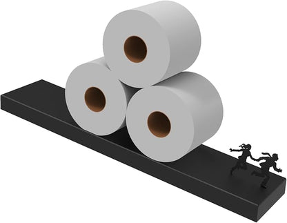 Artori Floating Toilet Paper Shelf Storage - Bathroom Wall Decorations, Tilted Wall Toilet Paper Holder, Mounted Toilet Decor Organizer for Tissue Rolls, Wipes, Towels, & More - Avalanche Black