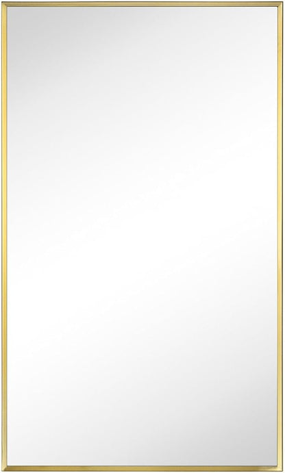 TEHOME 17.5'' x 29'' Brushed Gold Recessed and Surface Mount Bathroom Medicine Cabinet with Mirror Brushed Gold Square Cornered Metal Framed Rounded Rectangle Medicine Cabinet Mirror