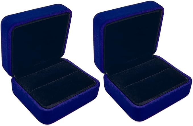 GBYAN 2 Pieces Velvet Ring Box, Jewelry Display Gift Box, Ring Case for Proposal,Engagement, Wedding,Blue