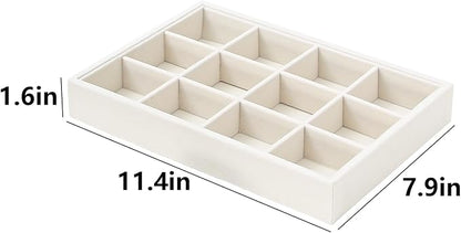 Beige 12Grid Bedside Organizer - Multi-use Holder for Jewelry, Sunglasses, Phone, Watch, Perfume, Lipstick - Nightstand & Desk-top Catchall Tray