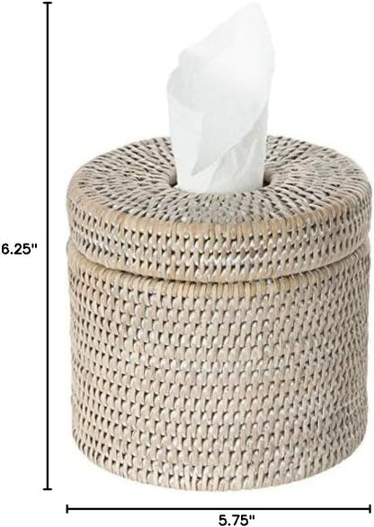 KOUBOO La Jolla Toilet Paper Roll Cover | Wicker Bathroom Decor | Freestanding Toilet Paper Storage, Basket with Lid, Bathroom Essentials, Decorative Tissue Holder, White-Wash