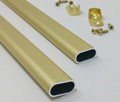 Matte Brass Aluminum Oval Wardrobe Tube Closet Rod with Two End Caps and Screws (36 INCH)