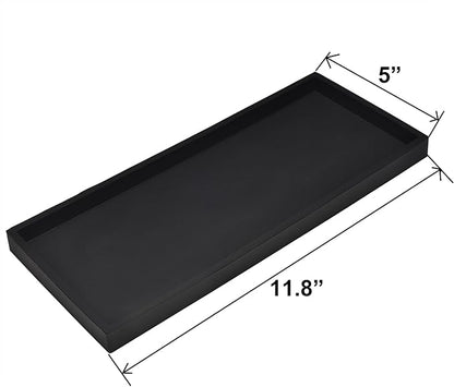 DNC Bathroom Vanity Tray for Counter, 2PC 11.8" Silicone Kitchen Sink Soap Tray for Countertop Dish Holder Dispenser Toilet Tank Desk Organizer Black