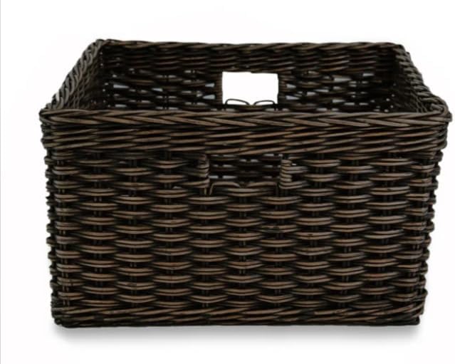 The Basket Lady Square Deep Wicker Storage Basket, Large, 18 in L x 18 in W x 10 in H