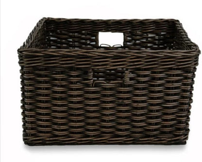 The Basket Lady Square Deep Wicker Storage Basket, Large, 18 in L x 18 in W x 10 in H