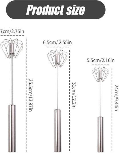 2025 New Stainless Steel Semi-Automatic Whisk with Cleaning Cloth, Wisking Tool Stainless, Multifunctional Egg Beater for Cooking Kitchen Household Eggs Milk Hand Whisk Mixer (A3-Old Style 14in)