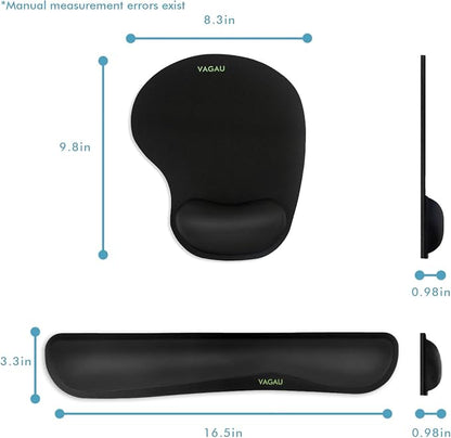 VAGAU Premium Keyboard Wrist Rest and Mouse Pad Wrist Support, Ergonomic Memory Foam Set for Office, Laptop, Mac, Computer and Gaming, Comfortable Typing &Wrist Pain Relief (2 Pack)
