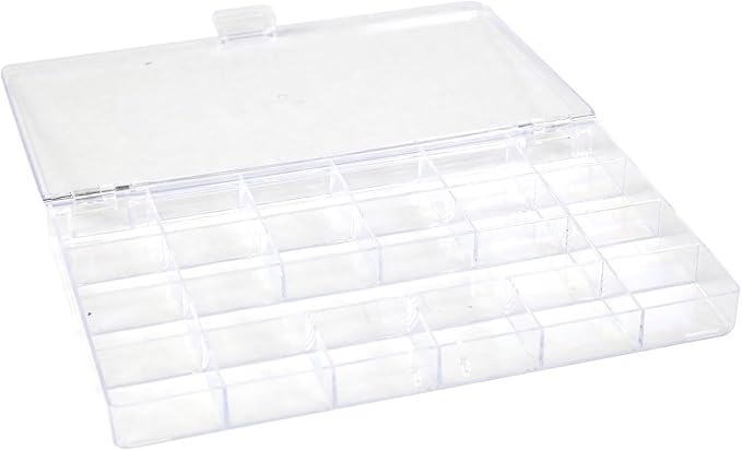Everything Mary 21-Compartment Bead Storage Box – Clear Organizer for Diamond Painting, Jewelry, Craft Beads & Tools – Durable Plastic Case for Diamond Art, Small Items & DIY Projects