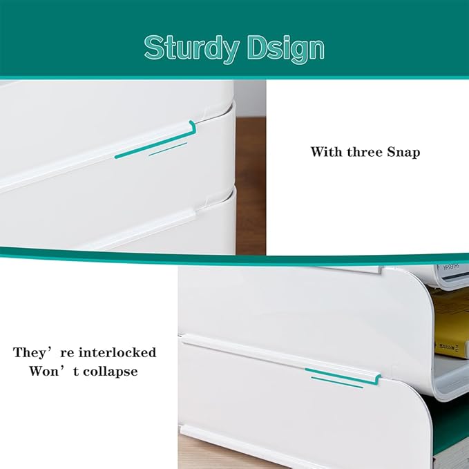(4pcs Pack) HKeeper Stackable Paper Trays,Letter Tray Organizer,Office Desktop Organizer,A4 Paper Holder,Supplies Magazine,File Documents,Receipts（White,Regular）