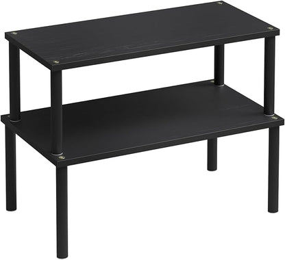 VERTORGAN Cabinet Organizer Shelf(Set of 2),Kitchen Counter Shelves,Bamboo Spice Rack Countertop and Cabinet,Stackable Expandable,Large(Black)